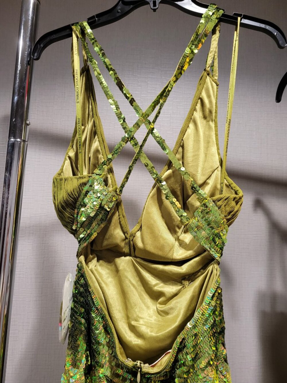 Precious Formals P8657 Size 6 Olive Green Prom Dress - Picture 9 of 9